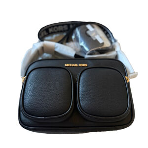 Michael Kors Black Gold Crossbody Bag - Adjustable